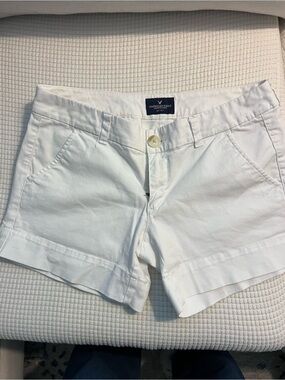 American Eagle Outfitters White Women's Cuffed Chino Shorts
